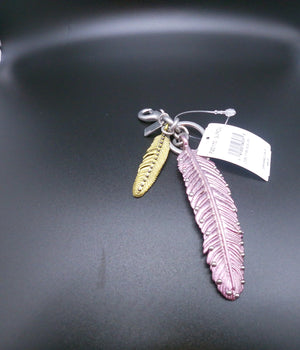 Pastel Metallic Studded Metal Feather Keychain