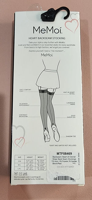 MeMoi Heart Backseam Sheer Stockings