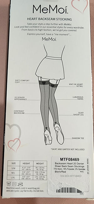 MeMoi Heart Backseam Sheer Stockings