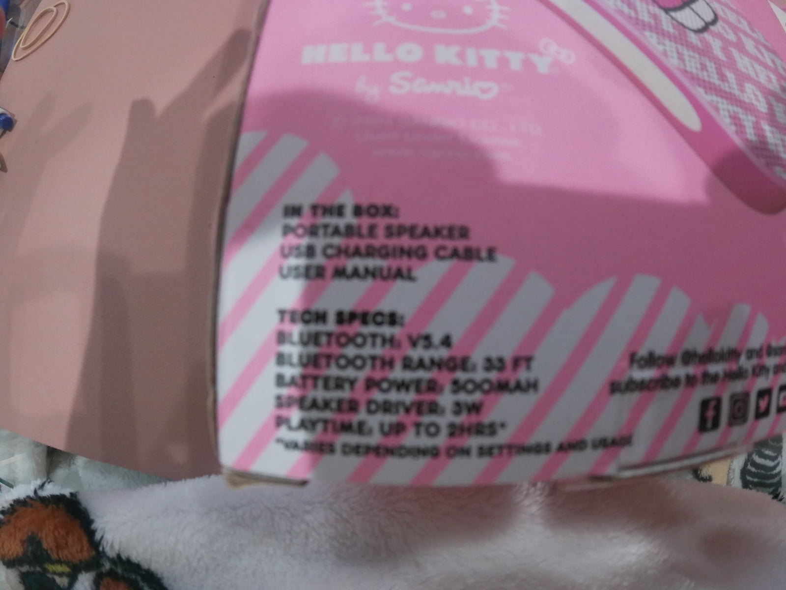 Pink and White Bluetooth Portable Speaker