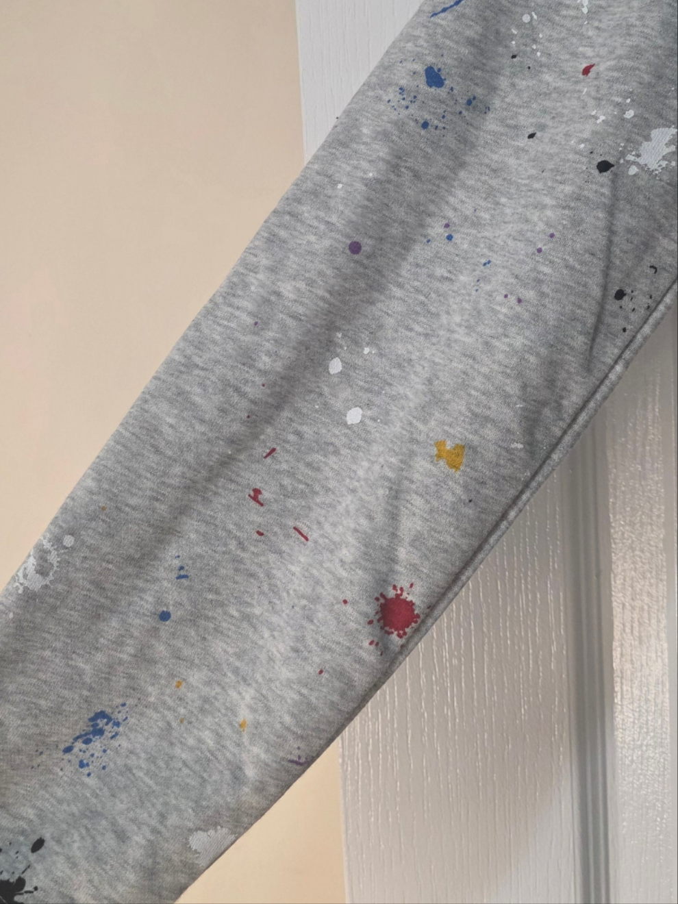 Champion Grey Paint Splatter Full Zip Hoodie (Size Small)