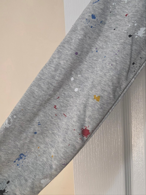 Champion Grey Paint Splatter Full Zip Hoodie (Size Small)