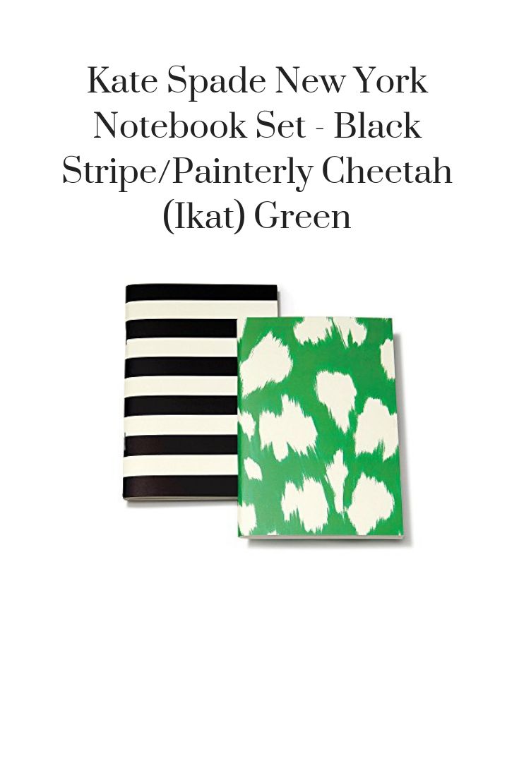 Kate Spade Black Stripe/Painterly Cheetah Ikat Green Notebook Set