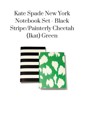 Kate Spade Black Stripe/Painterly Cheetah Ikat Green Notebook Set