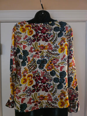 Womens Multi-Colored Floral Blouse Loft (Size S/P) - Gently Used
