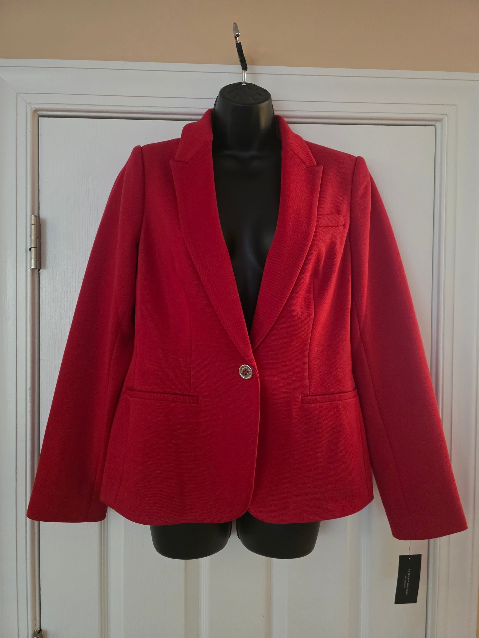 Womens Tommy Hilfiger Ruby Red Blazer One Button Front Closure (Size 10) New