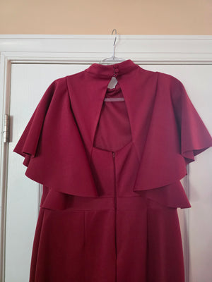 Womens Asos Design Curve Burgundy Ruffle Jumpsuit (Size 14US, UK18, EU46)