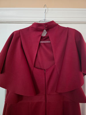 Womens Asos Design Curve Burgundy Ruffle Jumpsuit (Size 14US, UK18, EU46)