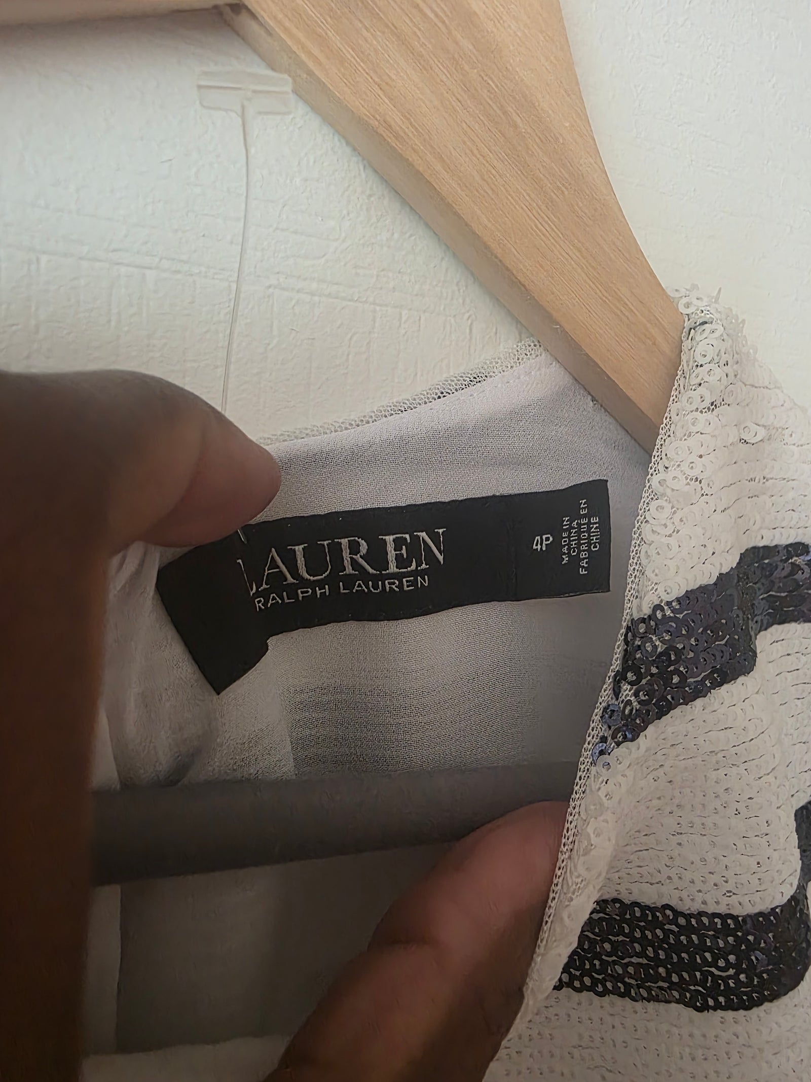 Lauren Ralph Lauren Blue and White Sequin Striped Blouse Size 4P