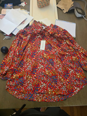 Womens Carolina Belle Floral Red Blouse (1X)