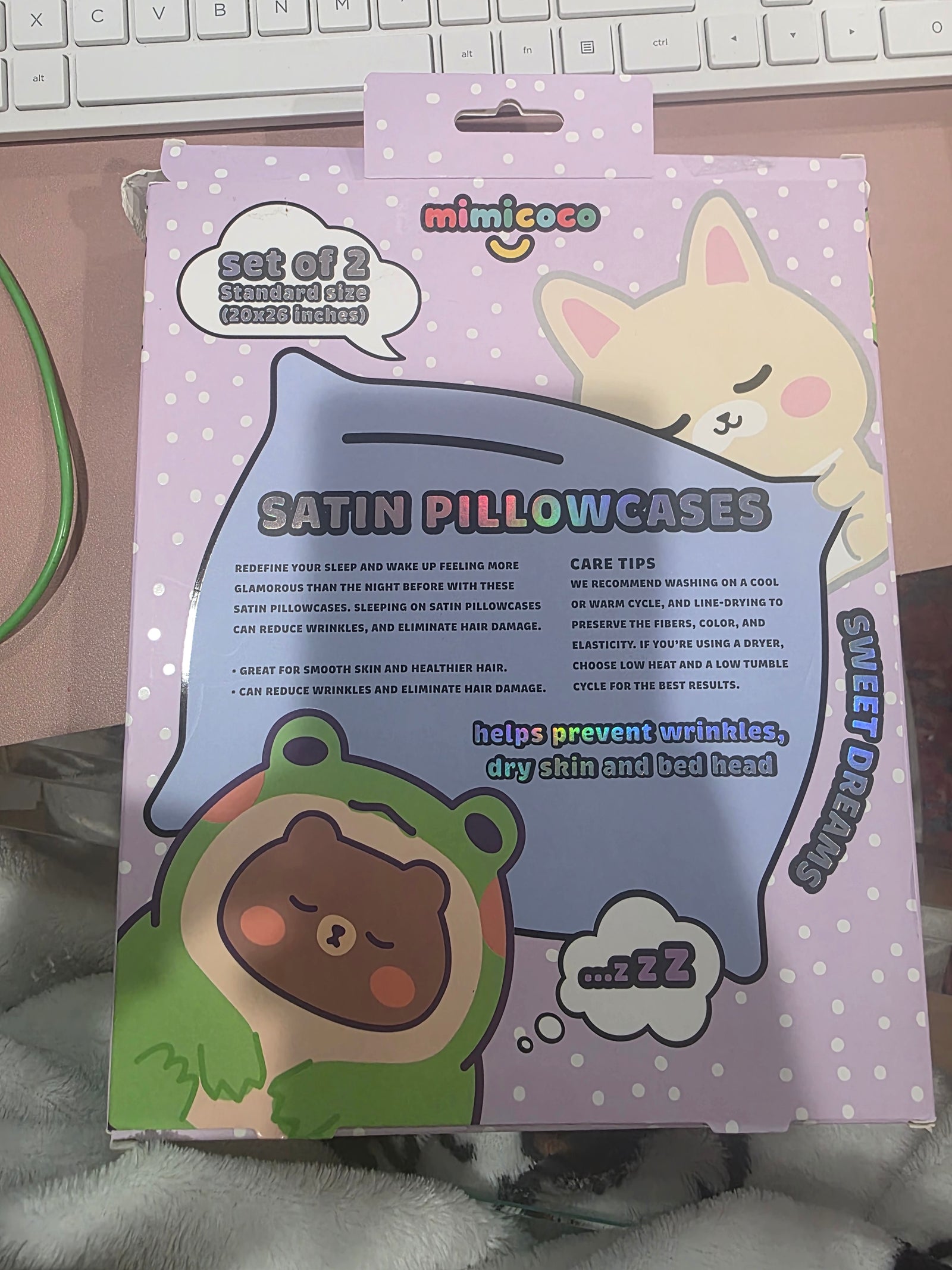 Mimicoco Satin Standard Size Pillowcases  (Set of 2)