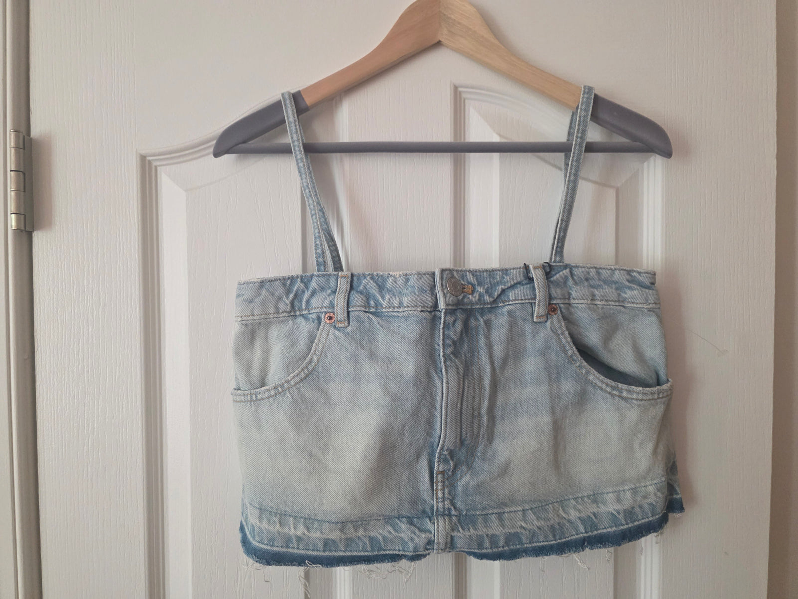 Light Blue Denim Crop Top (Size XS)