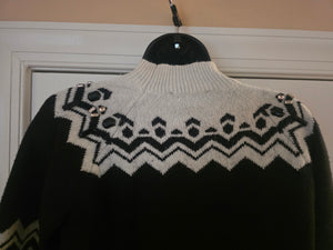 Anne Taylor Jeweled Faire Isle Black & White Sweater (PETITE Extra Small) - Gently Used