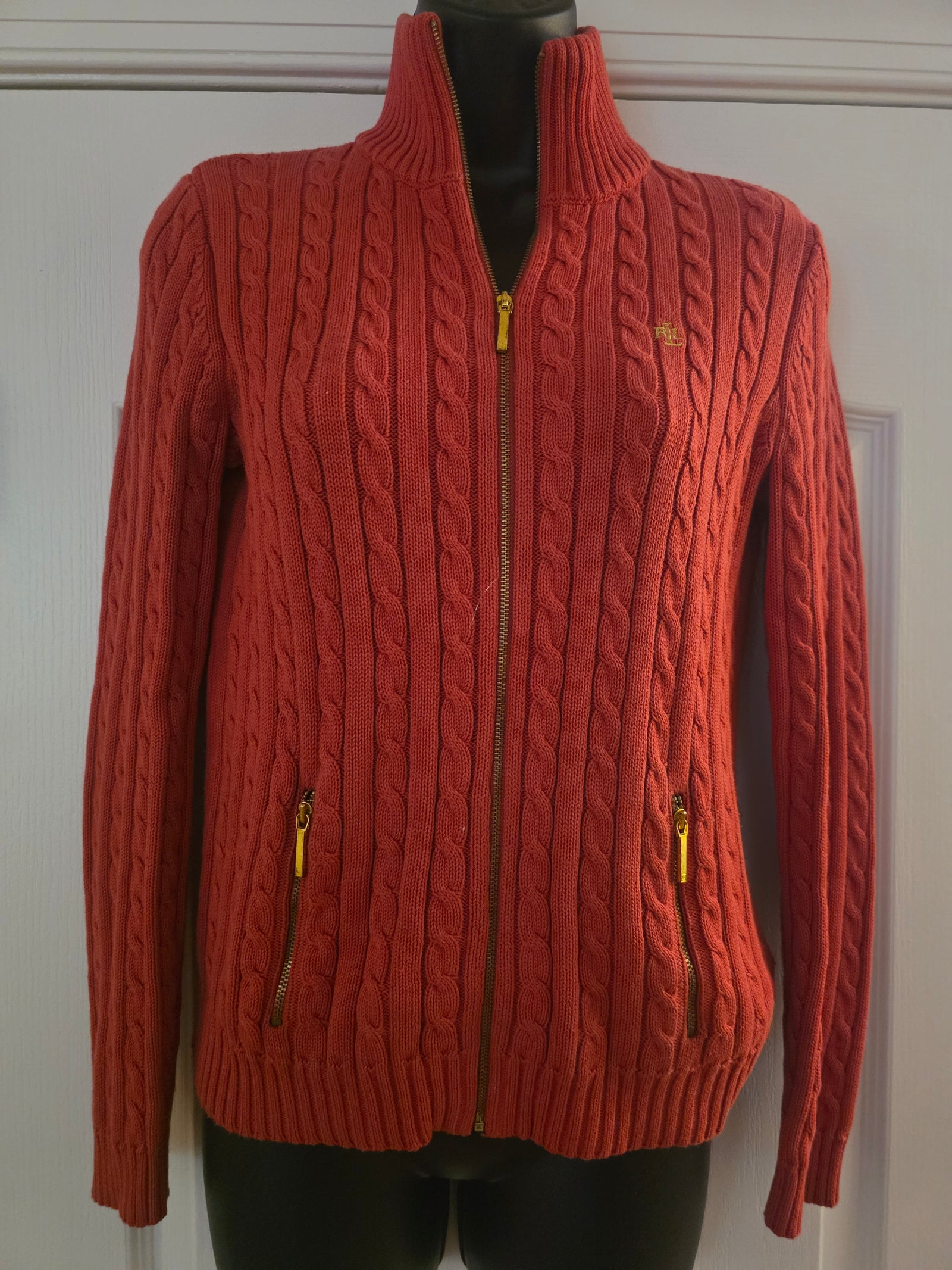 Womens Lauren Ralph Lauren Full Zippered Cable Knit Sweater (Size Extra Small) - Gently Used