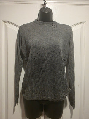 Zara Charcoal Heather Grey Camisole Pointelle Sweater (Size Medium)