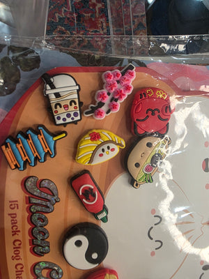 Moon Cake Clog Charms (15 Pcs - Asian Theme)