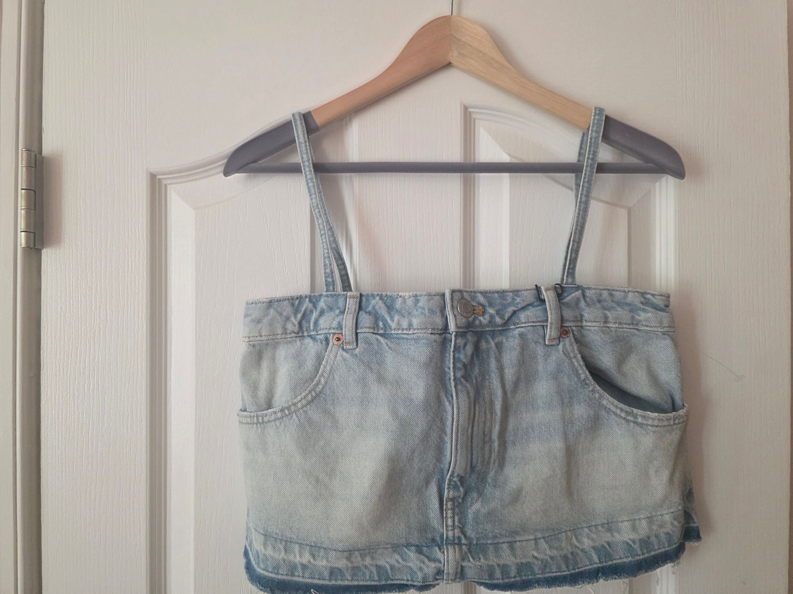 Light Blue Denim Crop Top (Size XS)