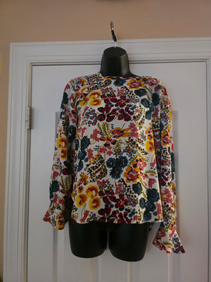 Womens Multi-Colored Floral Blouse Loft (Size S/P) - Gently Used