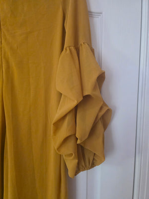 Womens Fashion Nova Yellow Feathered Dress (Size Large) - Brand New - No Tags - Never Worn 