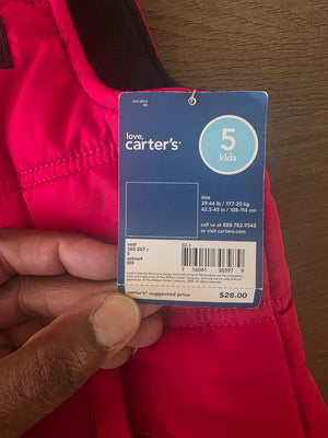 Carter's Children's Red Puffy Vest (Size 5) - NWT & Callouts (Stain on Front)