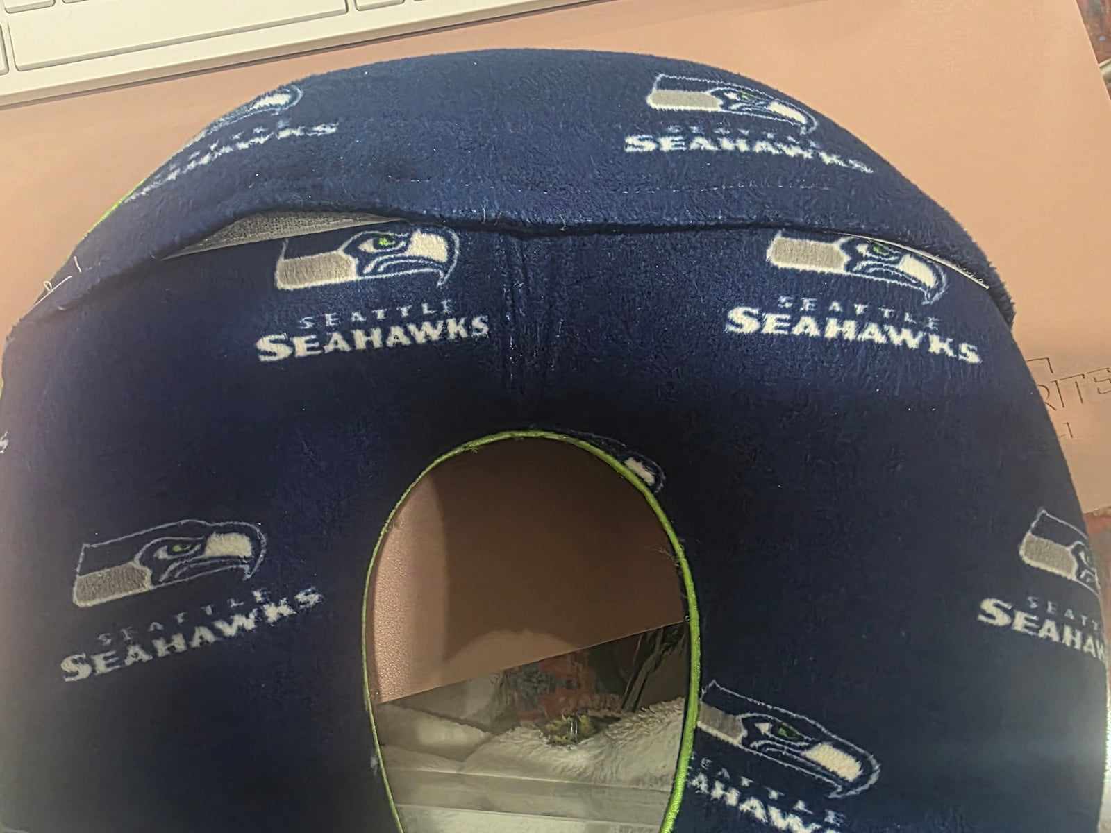 Seattle Seahawks Polyester-Fill Travel Pillow - Blue (Gently Used)