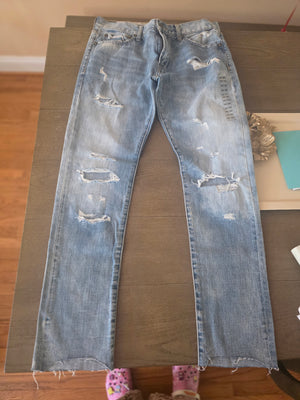 Mens Abercrombie & Fitch Slim Frayed Denim Jeans (32/32)