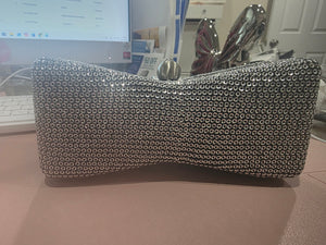 Silver Sequin Bow/Ribbon Mini Shoulder Bag/Clutch