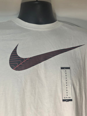 Nike White Patterned Swoosh Shirt (Size Small)