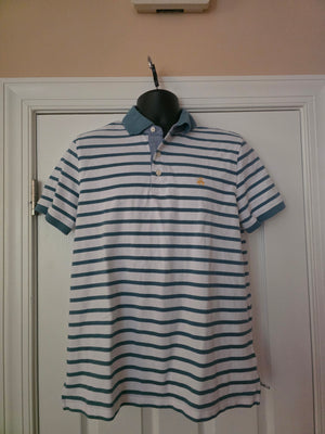 Mens Brooks Brothers Striped Polo (Size Large) - Gently Used - Aqua Blue Multi