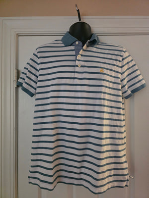 Mens Brooks Brothers Striped Polo (Size Large) - Gently Used - Aqua Blue Multi