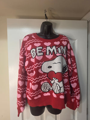 Snoopy "Be Mine" XL Pullover Sweater 