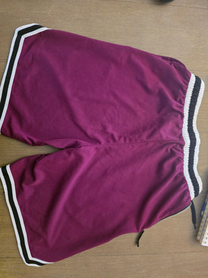 Unisex Burgundy Black and White Trim Athletic Shorts (Size Small) - Gently Used