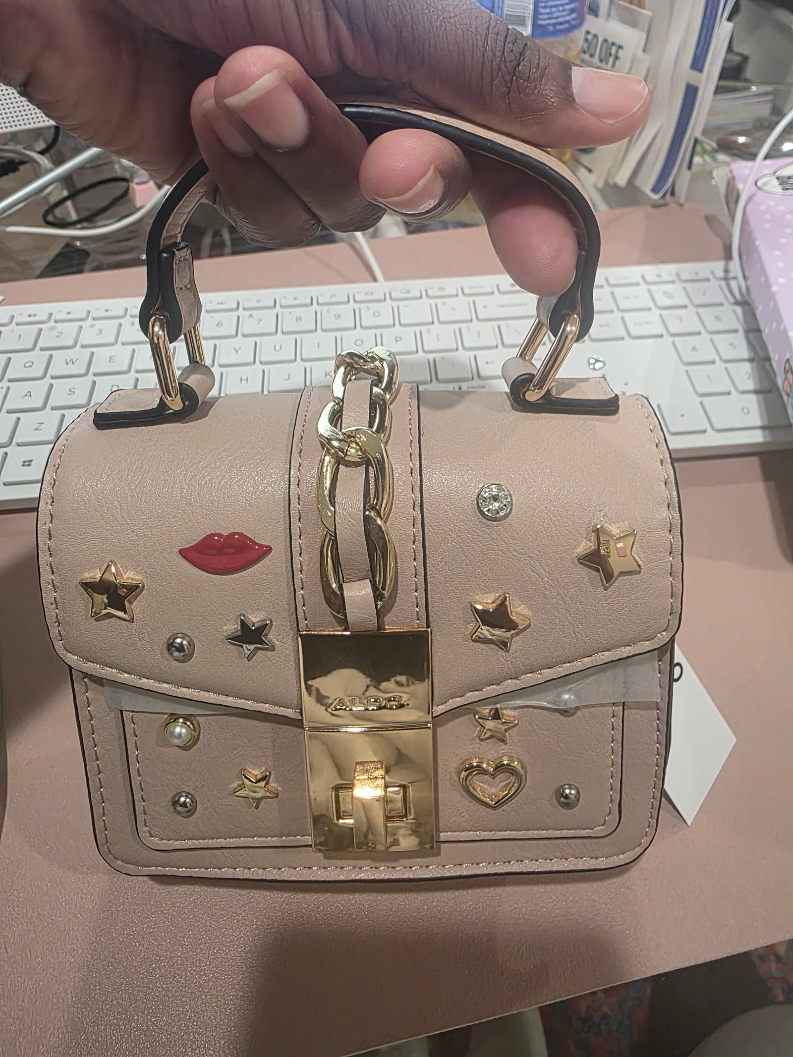 Rose Aldo Alobrennon Studded Top Handle Crossbody