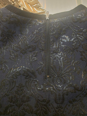 Womens Simply Vera Wang Quarter Length Sleeve Top Midnight Blue Black Detailing (Medium)