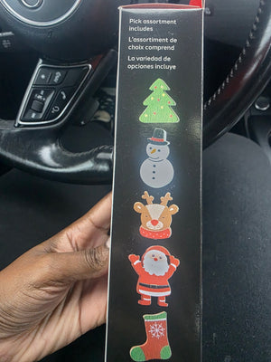 100 Assorted Picks, which include Christmas Trees, Santas, Snowmen, Mitten, and Rudolph