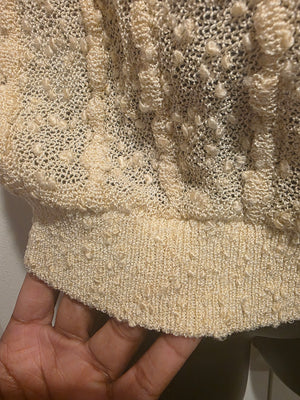 Zara Cream Beige Off-White Ivory Ecru Camisole Pointelle Sweater (Size Small)