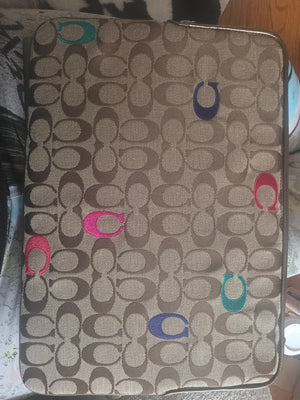 Coach Signature Multi-Colored Computer Laptop Tablet Padded Zippered Sleeve Case (Excellent Condition)