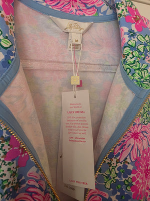 Lilly Pulitzer Pink Floral Jacket (Size Medium) Leonard Full Zip