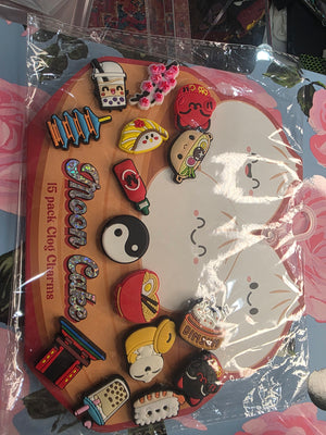 Moon Cake Clog Charms (15 Pcs - Asian Theme)