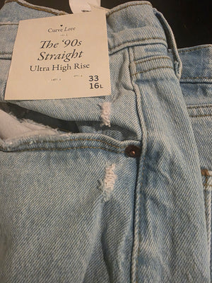 Abercrombie & Fitch 90s Straight Curve Love Ultra High Jeans (Size 16L)