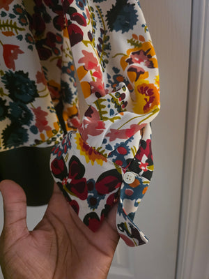 Womens Multi-Colored Floral Blouse Loft (Size S/P) - Gently Used