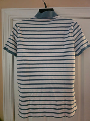 Mens Brooks Brothers Striped Polo (Size Large) - Gently Used - Aqua Blue Multi