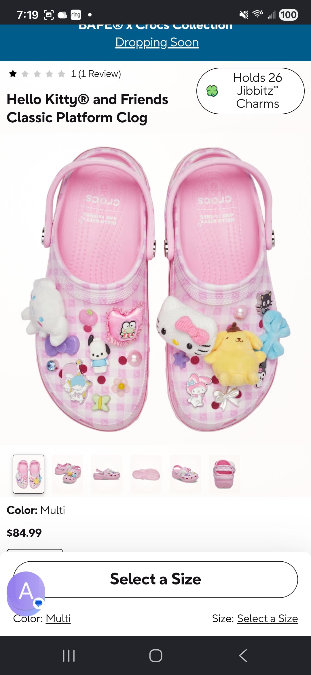 Hello Kitty and Friends Classic Platform Clog Crocs (Size 11) Brand New