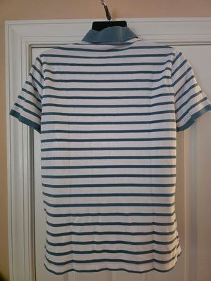 Mens Brooks Brothers Striped Polo (Size Large) - Gently Used - Aqua Blue Multi
