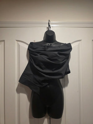 Zara Charcoal Heather Grey Pinstriped Bustier (Size XXL)