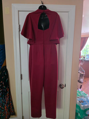 Womens Asos Design Curve Burgundy Ruffle Jumpsuit (Size 14US, UK18, EU46)