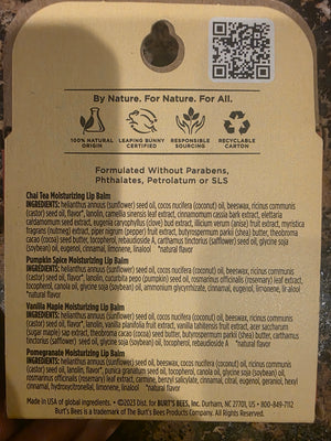 Limited Edition Burt Bee's Lip Balm (Chai Tea, Pumpkin Spice, Vanilla Maple, Pomegranate)