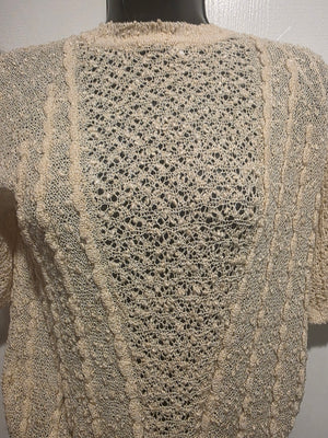 Zara Cream Beige Off-White Ivory Ecru Camisole Pointelle Sweater (Size Small)