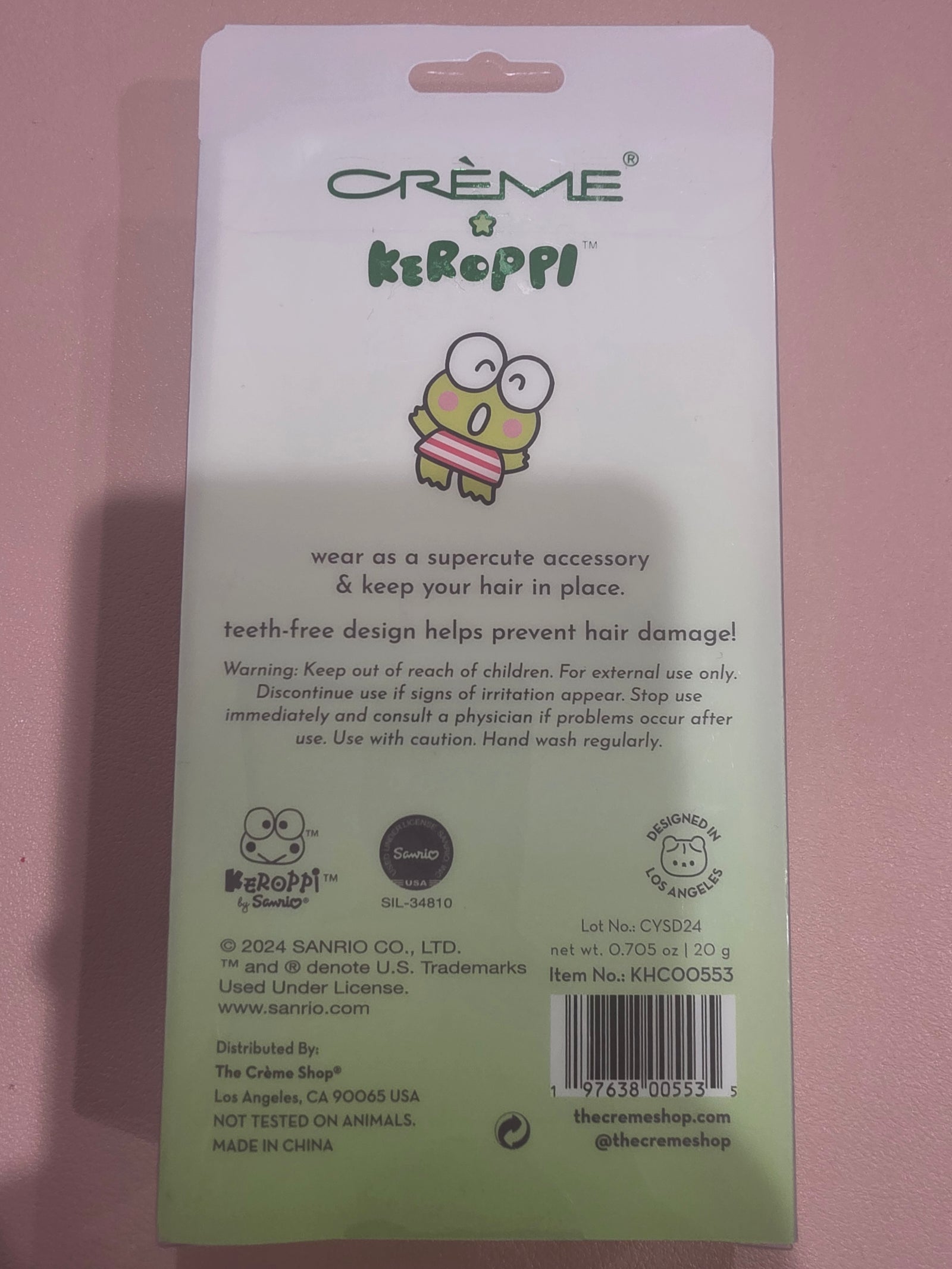 Creme Shop Crease Free Hair Clips (Limited Edition) Keroppi