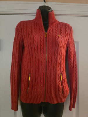 Womens Lauren Ralph Lauren Full Zippered Cable Knit Sweater (Size Extra Small) - Gently Used
